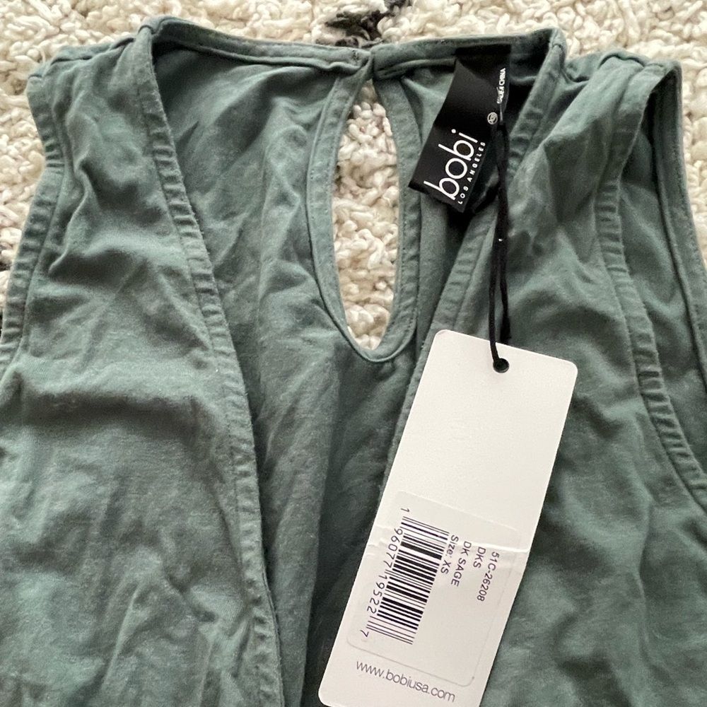 Bobi Surplice Romper in Sage - Picture 5 of 6